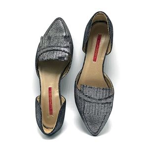 C LABEL Kilt Point Toe D'Orsay Silver Flats